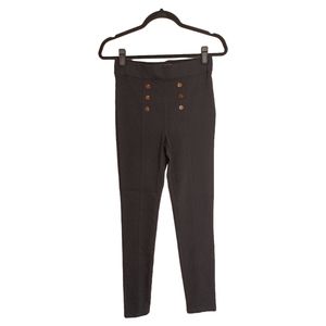 G BY GUESS Gold Button Black Skinny Pull On Style Legging Pants Medium